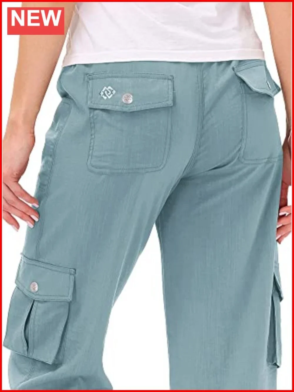 Cargo Capri Pants Loose Fit Casual Baggy Hiking Pants with Pockets